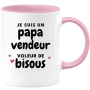 quotedazur - Mug Je Suis Un Papa Vendeur Voleur De Bisous - Cadeau Fête Des Pères Original - Idée Cadeau Pour Anniversaire Papa - Cadeau Pour Futur Papa Naissance