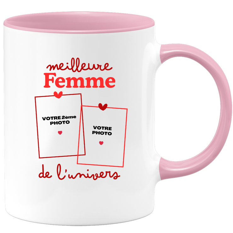 Mug Meilleure Femme de l'univers - Mug personnalisé avec 2 photos famille