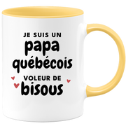 quotedazur - Mug Je Suis Un Papa Québécois Voleur De Bisous - Cadeau Fête Des Pères Original - Idée Cadeau Pour Anniversaire Papa - Cadeau Pour Futur Papa Naissance