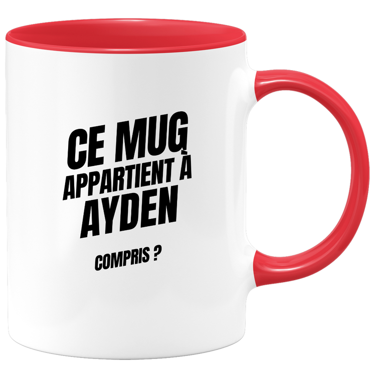 Mug Ce mug appartient à Ayden, compris ?