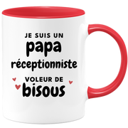 quotedazur - Mug I Am A Receptionist Dad Who Steals Kisses - Original Father's Day Gift - Gift Idea For Dad Birthday - Gift For Future Dad Birth