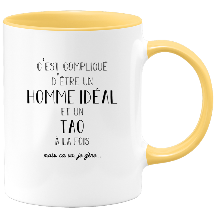 quotedazur - Mug Compliqué D'Être Un Homme Idéal Et Un Tao Mais Ça Va Je Gère - Cadeau Humour Prénom - Idée Cadeau Famille Saint Valentin - Tasse Prénom Tao