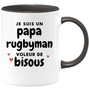 quotedazur - Mug Je Suis Un Papa Rugbyman Voleur De Bisous - Cadeau Fête Des Pères Original - Idée Cadeau Pour Anniversaire Papa - Cadeau Pour Futur Papa Naissance