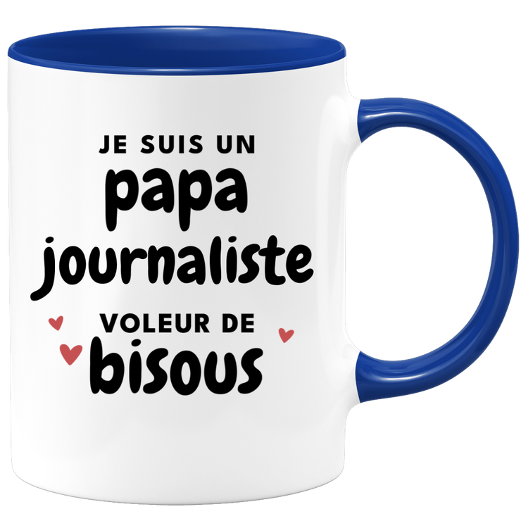 quotedazur - Mug Je Suis Un Papa Journaliste Voleur De Bisous - Cadeau Fête Des Pères Original - Idée Cadeau Pour Anniversaire Papa - Cadeau Pour Futur Papa Naissance