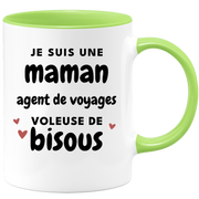 quotedazur - Mug Je Suis Une Maman Agent De Voyages Voleuse De Bisous - Cadeau Fête Des Mères Original - Idée Cadeau Pour Anniversaire Maman - Cadeau Pour Future Maman Naissance
