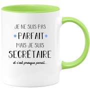 quotedazur - Mug Je Ne Suis Pas Parfait Mais Je Suis Secretaire  - Cadeau Humour Métier Travail - Idée Cadeau Pot De Départ Chef Mutation - Tasse Cadeau Retraite Noël Au Bureau