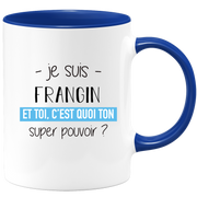 quotedazur - Mug Je Suis Frangin Et Toi C'est Quoi Ton Super Pouvoir - Cadeau Humour Travail - Idée Cadeau Départ Collègue - Tasse Chef Frangin - Idéal Pour Noël Au Bureau