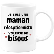 quotedazur - Mug I'm A Receptionist Mum Who Steals Kisses - Original Mother's Day Gift - Gift Idea For Mum Birthday - Gift For Future Mum Birth