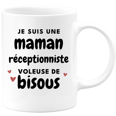 quotedazur - Mug I'm A Receptionist Mum Who Steals Kisses - Original Mother's Day Gift - Gift Idea For Mum Birthday - Gift For Future Mum Birth