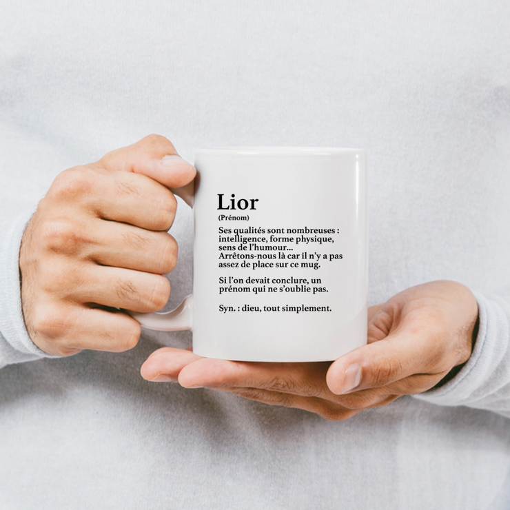 quotedazur - Mug Définition Prénom Lior Dieu Tout Simplement - Cadeau Humour Prénom - Idée Cadeau Famille Saint Valentin - Tasse Prénom Lior