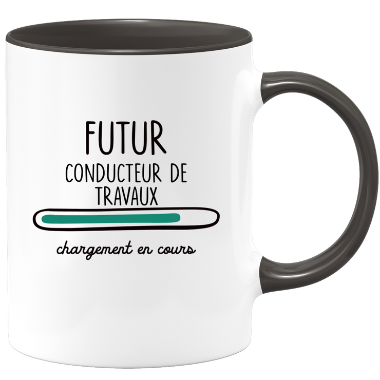 quotedazur - Mug Futur Conducteur de travaux Chargement En Cours - Cadeau Humour Métier Travail  - Idée Cadeau Conducteur de travaux Pot De Départ Chef Mutation - Tasse Cadeau Noël Bureau