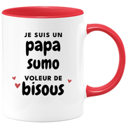 quotedazur - Mug Je Suis Un Papa Sumo Voleur De Bisous - Cadeau Fête Des Pères Original - Idée Cadeau Pour Anniversaire Papa - Cadeau Pour Futur Papa Naissance