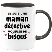 quotedazur - Mug Je Suis Une Maman Détective Voleuse De Bisous - Cadeau Fête Des Mères Original - Idée Cadeau Pour Anniversaire Maman - Cadeau Pour Future Maman Naissance