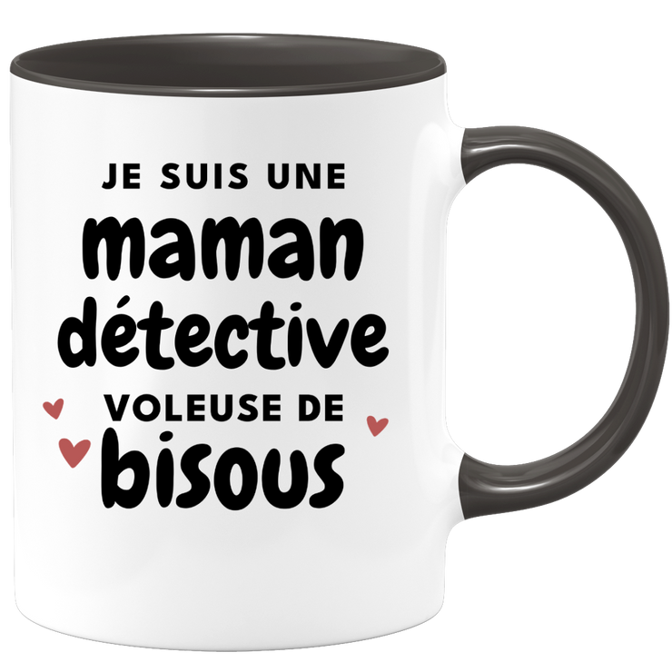 quotedazur - Mug Je Suis Une Maman Détective Voleuse De Bisous - Cadeau Fête Des Mères Original - Idée Cadeau Pour Anniversaire Maman - Cadeau Pour Future Maman Naissance
