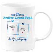 Mug Meilleur Arrière-grand-pépé de l'univers - Mug personnalisé avec 2 photos famille