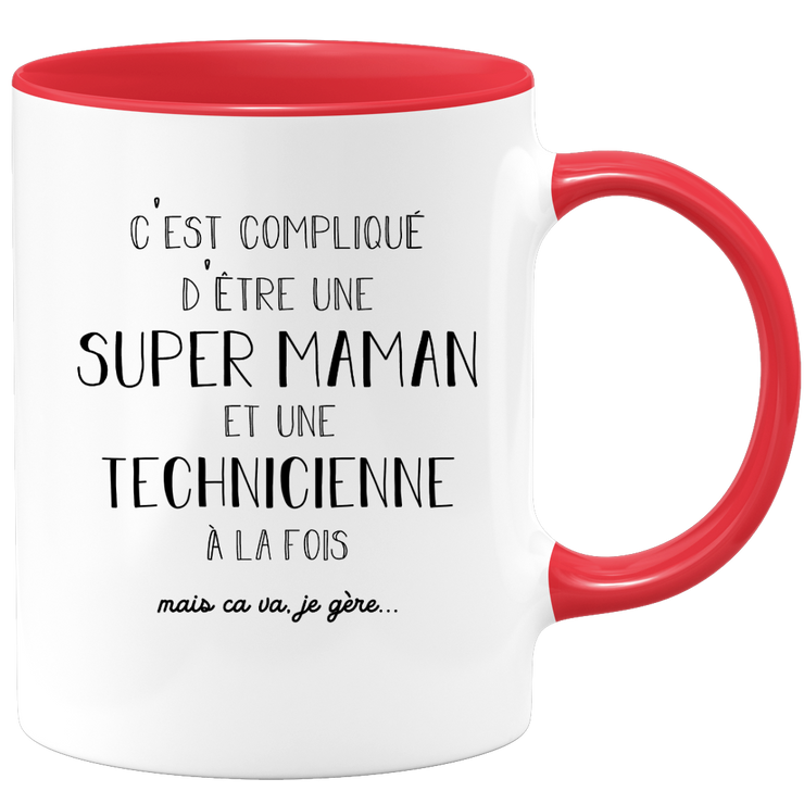 quotedazur - Mug Super Maman Et Technicienne A La Fois Mais Je Gère - Tasse Cadeau Maman Fête Des Mères Anniversaire - Cadeau Pour Jeune Ou Future Maman Suite À Une Naissance