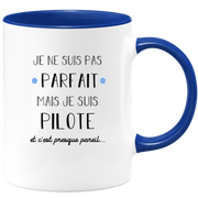 quotedazur - Mug Je Ne Suis Pas Parfait Mais Je Suis Pilote  - Cadeau Humour Métier Travail - Idée Cadeau Pot De Départ Chef Mutation - Tasse Cadeau Retraite Noël Au Bureau