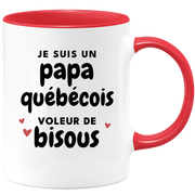 quotedazur - Mug Je Suis Un Papa Québécois Voleur De Bisous - Cadeau Fête Des Pères Original - Idée Cadeau Pour Anniversaire Papa - Cadeau Pour Futur Papa Naissance