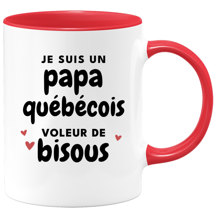 quotedazur - Mug Je Suis Un Papa Québécois Voleur De Bisous - Cadeau Fête Des Pères Original - Idée Cadeau Pour Anniversaire Papa - Cadeau Pour Futur Papa Naissance
