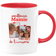 Mug Meilleure mamie de l'univers - Mug personnalisé avec 2 photos famille