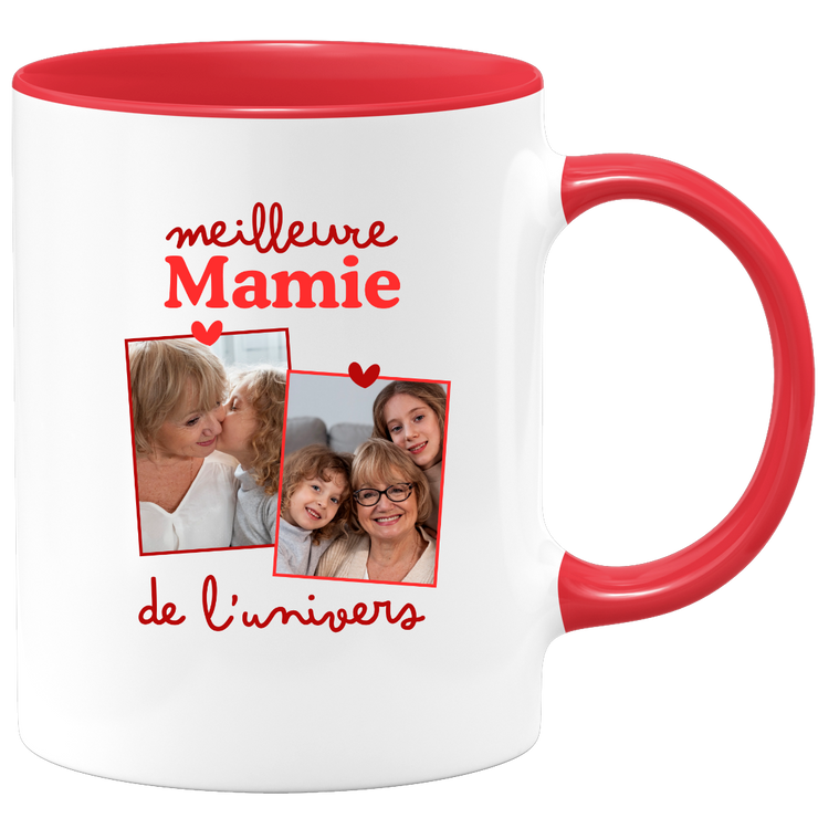 Mug Meilleure mamie de l'univers - Mug personnalisé avec 2 photos famille