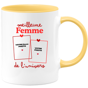 Mug Meilleure Femme de l'univers - Mug personnalisé avec 2 photos famille