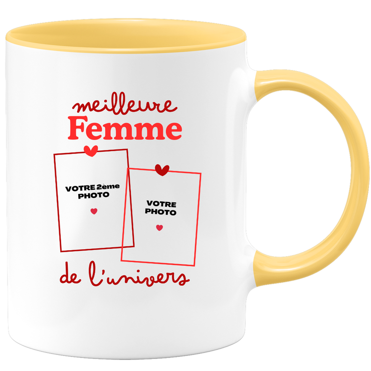 Mug Meilleure Femme de l'univers - Mug personnalisé avec 2 photos famille