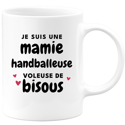 quotedazur - Mug Je Suis Une Mamie Handballeuse Voleuse De Bisous - Cadeau Fête Des Grand Mères Original - Idée Cadeau Pour Anniversaire Mémé Handball - Cadeau Future Mamy Naissance