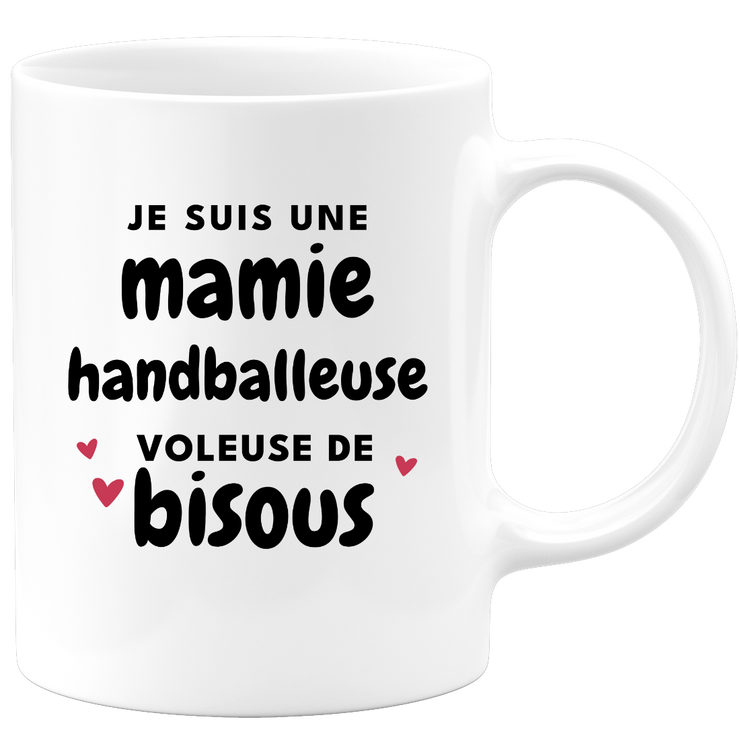 quotedazur - Mug Je Suis Une Mamie Handballeuse Voleuse De Bisous - Cadeau Fête Des Grand Mères Original - Idée Cadeau Pour Anniversaire Mémé Handball - Cadeau Future Mamy Naissance