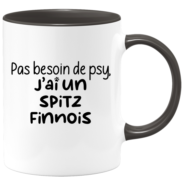 quotedazur - Mug Pas Besoin De Psy J'ai Un Spitz Finnois - Cadeau Humour Chien - Tasse Originale Animaux Cadeau Noël Anniversaire