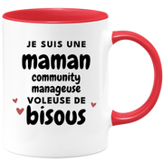 quotedazur - Mug Je Suis Une Maman Community Manageuse Voleuse De Bisous - Cadeau Fête Des Mères Original - Idée Cadeau Pour Anniversaire Maman - Cadeau Pour Future Maman Naissance