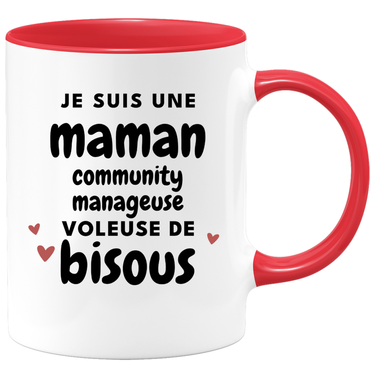 quotedazur - Mug Je Suis Une Maman Community Manageuse Voleuse De Bisous - Cadeau Fête Des Mères Original - Idée Cadeau Pour Anniversaire Maman - Cadeau Pour Future Maman Naissance