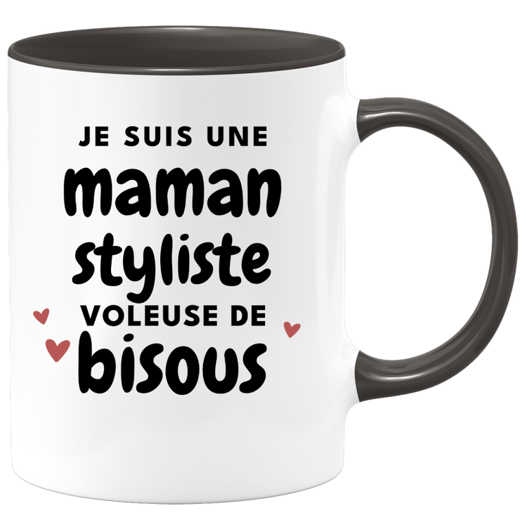 quotedazur - Mug Je Suis Une Maman Styliste Voleuse De Bisous - Cadeau Fête Des Mères Original - Idée Cadeau Pour Anniversaire Maman - Cadeau Pour Future Maman Naissance