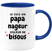 quotedazur - Mug Je Suis Un Papa Nageur Voleur De Bisous - Cadeau Fête Des Pères Original - Idée Cadeau Pour Anniversaire Papa - Cadeau Pour Futur Papa Naissance