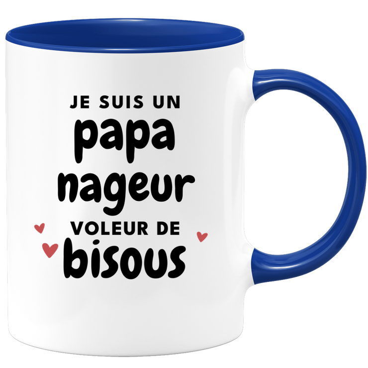 quotedazur - Mug Je Suis Un Papa Nageur Voleur De Bisous - Cadeau Fête Des Pères Original - Idée Cadeau Pour Anniversaire Papa - Cadeau Pour Futur Papa Naissance