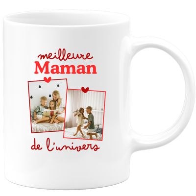 Mug Meilleure maman de l'univers - Mug personnalisé avec 2 photos famille