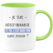 Receptionist super power mug - gift woman receptionist funny humor ideal for birthday