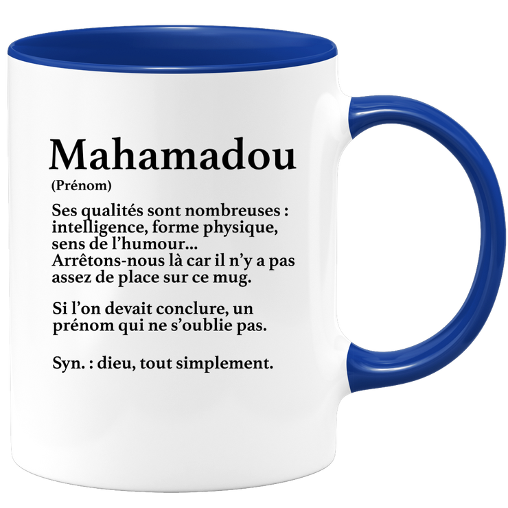 quotedazur - Mug Définition Prénom Mahamadou Dieu Tout Simplement - Cadeau Humour Prénom - Idée Cadeau Famille Saint Valentin - Tasse Prénom Mahamadou