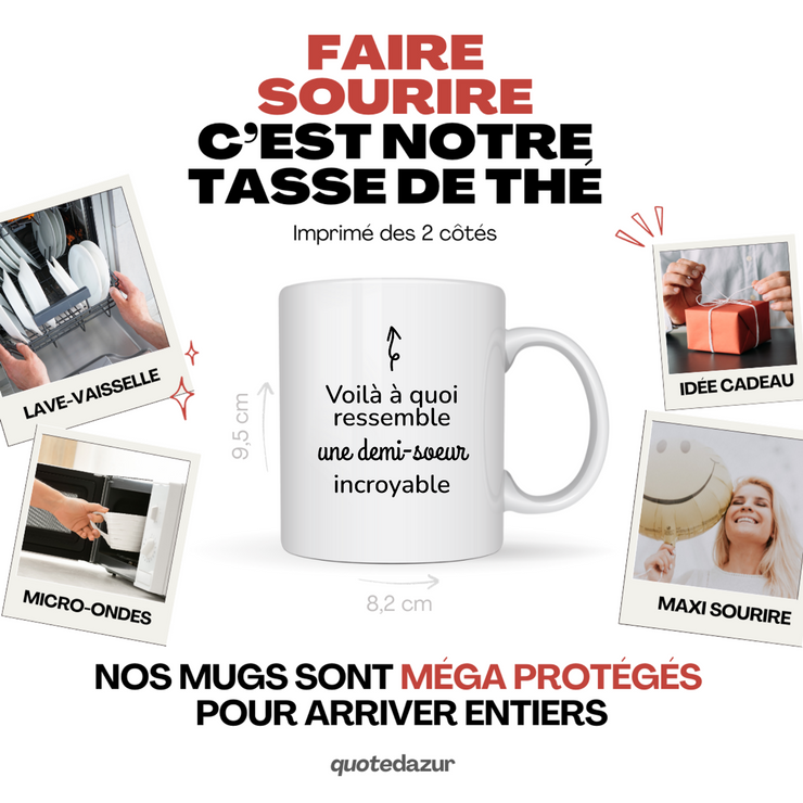 quotedazur - Mug Voilà À Quoi Ressemble Une Demi-soeur Incroyable - Cadeau Pour Demi-soeur - Cadeau Personnalisé Pour Femme - Cadeau Original Anniversaire Ou Noël