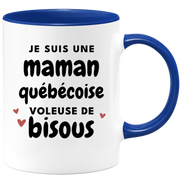 quotedazur - Mug Je Suis Une Maman Québécoise Voleuse De Bisous - Cadeau Pour Québécoise - Cadeau Personnalisé Pour Femme - Cadeau Original Pour Anniversaire, Noël, Future Maman Naissance