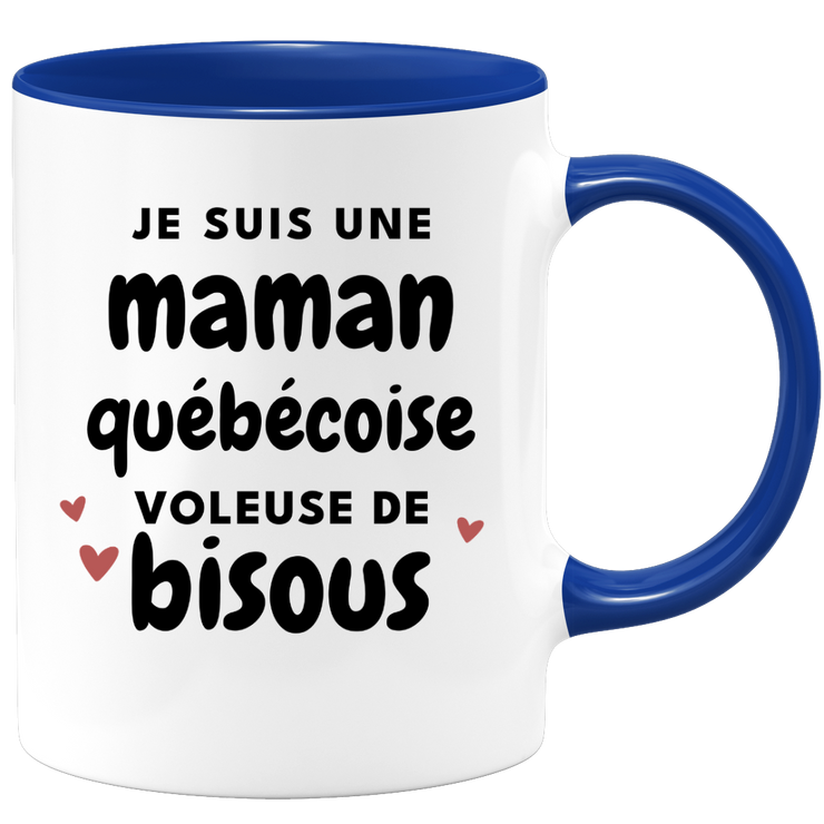 quotedazur - Mug Je Suis Une Maman Québécoise Voleuse De Bisous - Cadeau Pour Québécoise - Cadeau Personnalisé Pour Femme - Cadeau Original Pour Anniversaire, Noël, Future Maman Naissance
