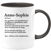 quotedazur - Mug Définition Prénom Anne-sophie Déesse Tout Simplement - Cadeau Humour Prénom - Idée Cadeau Famille Saint Valentin - Tasse Prénom Anne-sophie - Idéal Pour Noël Au Bureau