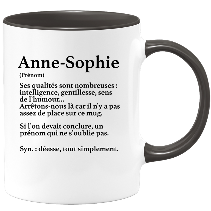 quotedazur - Mug Définition Prénom Anne-sophie Déesse Tout Simplement - Cadeau Humour Prénom - Idée Cadeau Famille Saint Valentin - Tasse Prénom Anne-sophie - Idéal Pour Noël Au Bureau