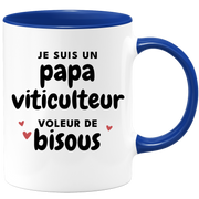quotedazur - Mug Je Suis Un Papa Viticulteur Voleur De Bisous - Cadeau Fête Des Pères Original - Idée Cadeau Pour Anniversaire Papa - Cadeau Pour Futur Papa Naissance