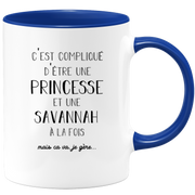 quotedazur - Mug Prénom Savannah Compliqué D'Être Une Princesse Et Une Savannah Mais Ca Va Je Gère - Cadeau Humour Prénom - Idée Cadeau  Saint Valentin - Tasse Prénom Savannah - Idéal Pour Noël