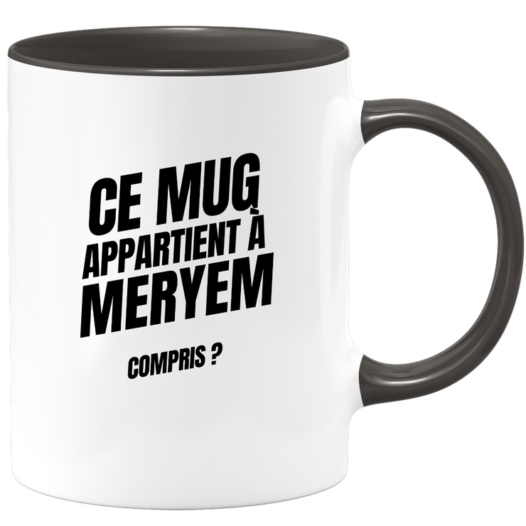 Mug Ce mug appartient à Meryem, compris ?