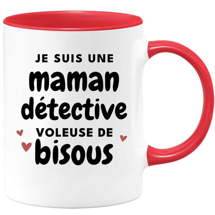 quotedazur - Mug Je Suis Une Maman Détective Voleuse De Bisous - Cadeau Fête Des Mères Original - Idée Cadeau Pour Anniversaire Maman - Cadeau Pour Future Maman Naissance