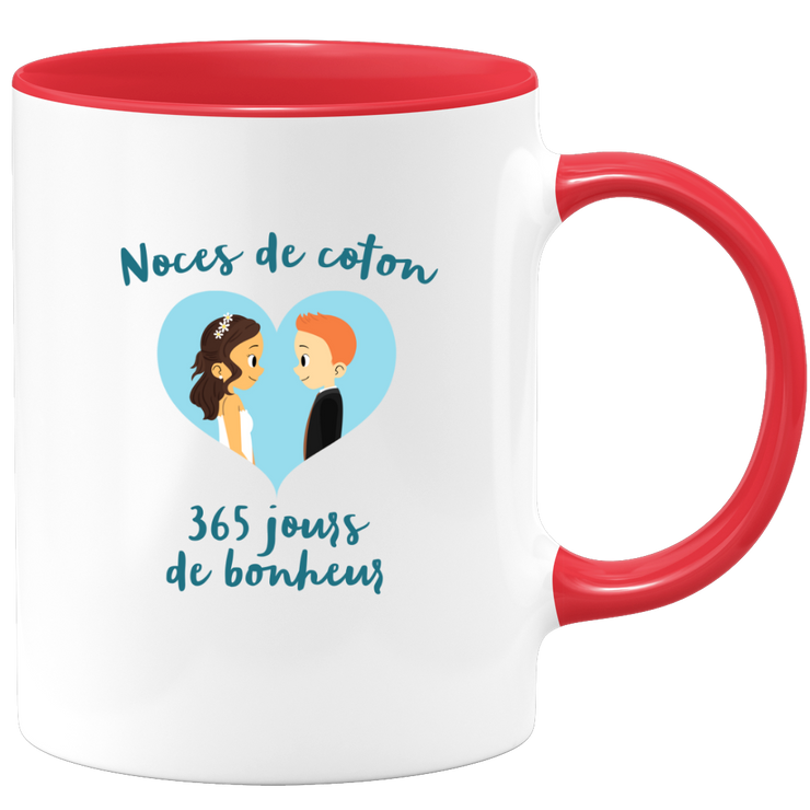 Gift one year of marriage cotton wedding - romantic tea cup couple gift - love anniversary man gift