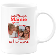 Mug Meilleure mamie de l'univers - Mug personnalisé avec 2 photos famille