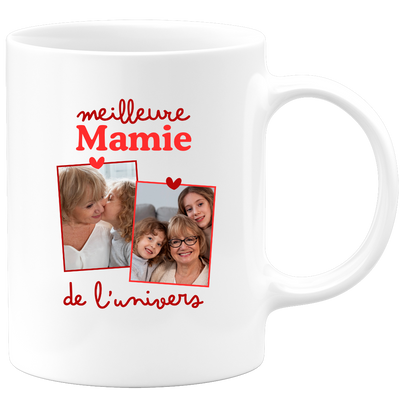Mug Meilleure mamie de l'univers - Mug personnalisé avec 2 photos famille